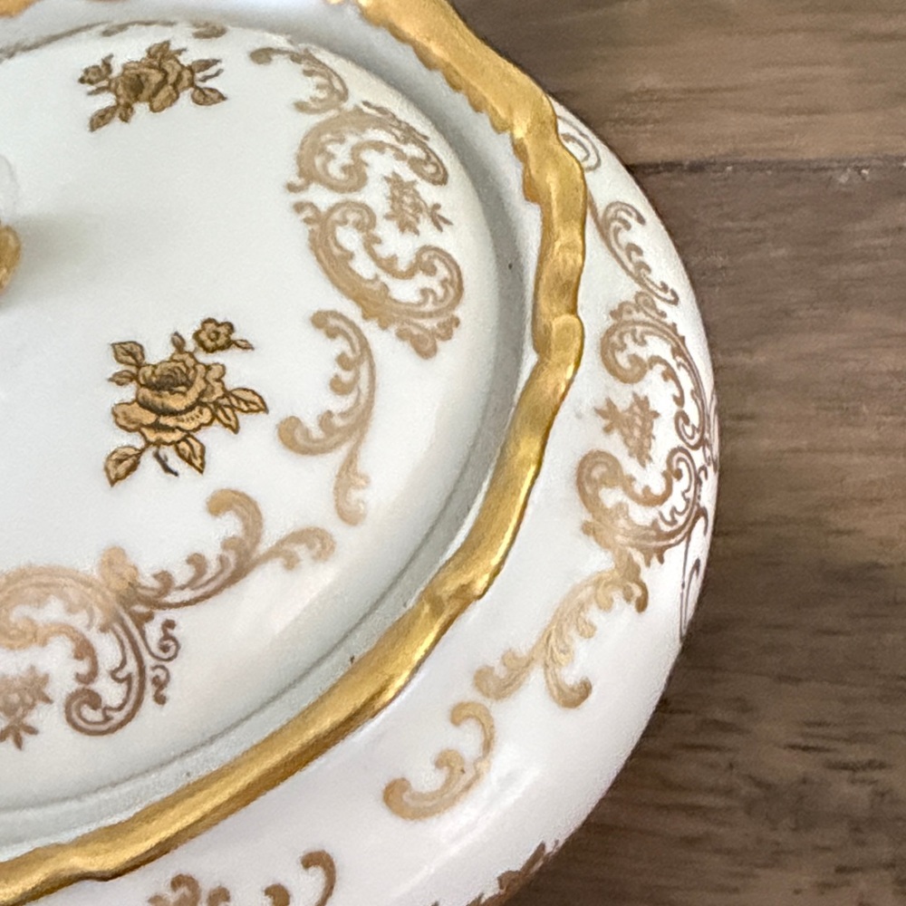 EReichenbach Fine China Covered Candy Dish Gold Floral Germany 5” - Picture 3 of 12